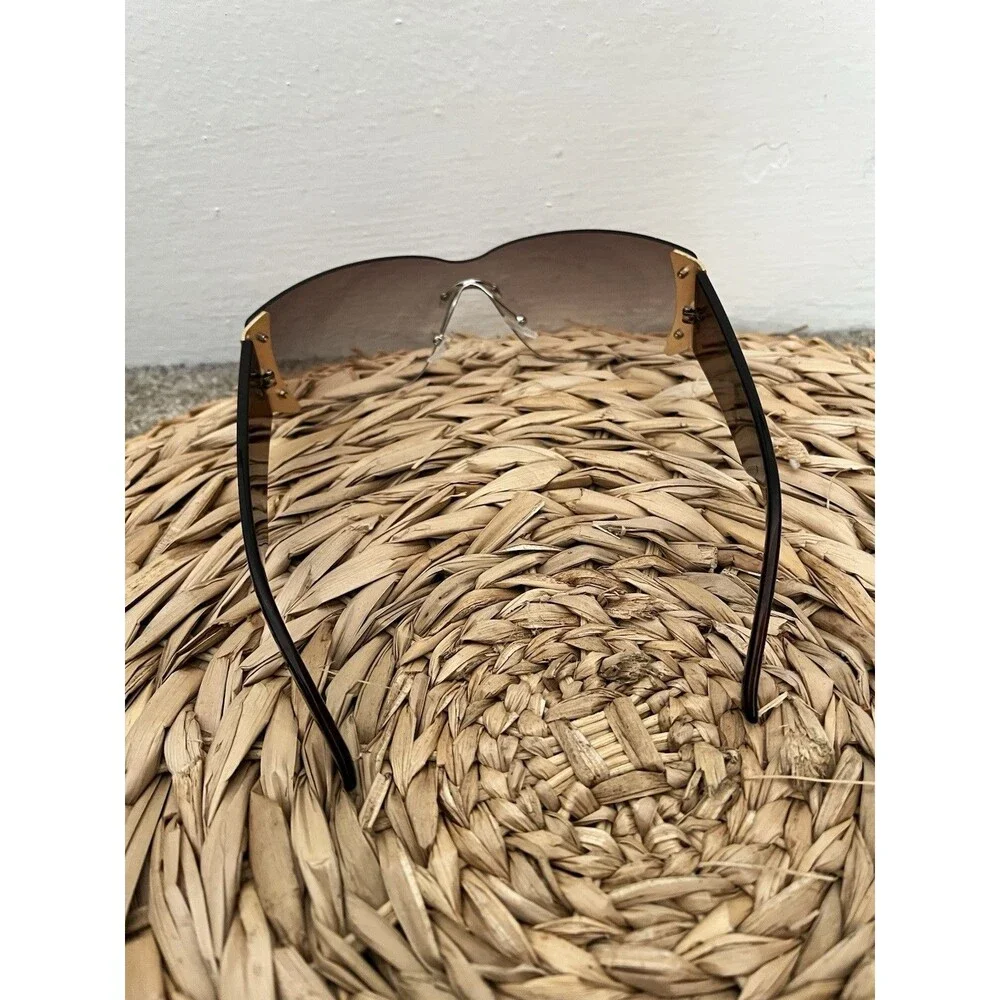 Unbranded Wraparound Sunglasses Purple Rimless Shield Mask Retro 70s Festival